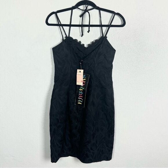 NWT Vintage ‘90s Beaded Halter Spaghetti Strap Mini Dress - Picture 4 of 9